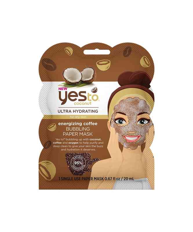 Резултат от изображението за Yes To Coconut Енергизираща хартиена маска с кафе