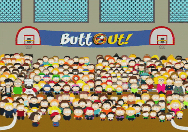 Assembléia de South Park não fumar bunda fora do ginásio da escola GIF